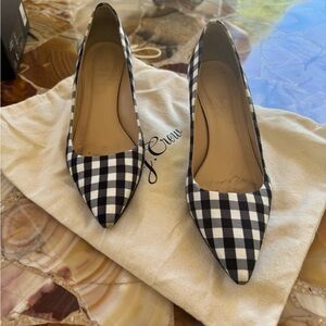 Vintage J Crew gingham kitten heels (black and white) size 6